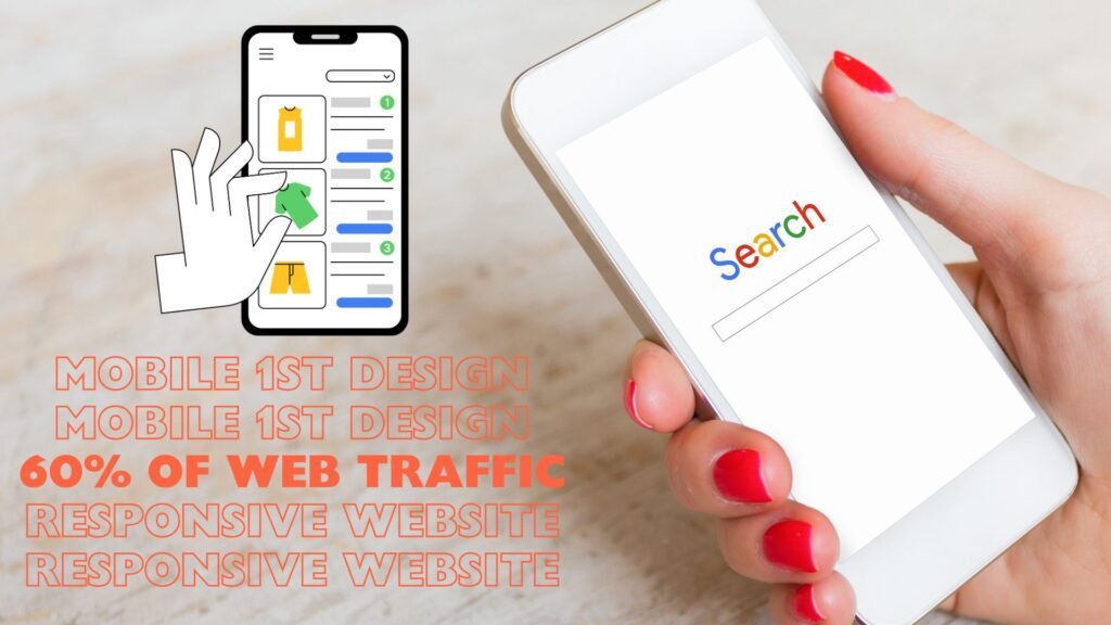 an image representing with a mobile phone being held at a search screen why mobile first is important in website design with seo to ensure user experience excellence for the majority of traffic