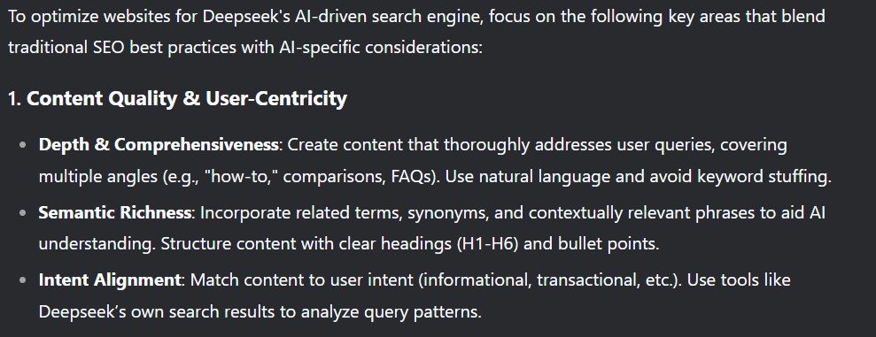 Content Quality & User-Centricity as explained by deepseek